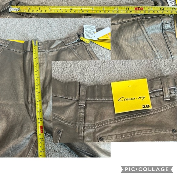 Circus NY metallic gold foil High Rise Slouchy Cargo Denim Jean pants NWT - Picture 8 of 16